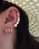 گوشواره تک میخ با نمای سه حلقه XUPING