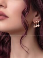گوشواره تک میخ با نمای سه حلقه XUPING - تصویر 2