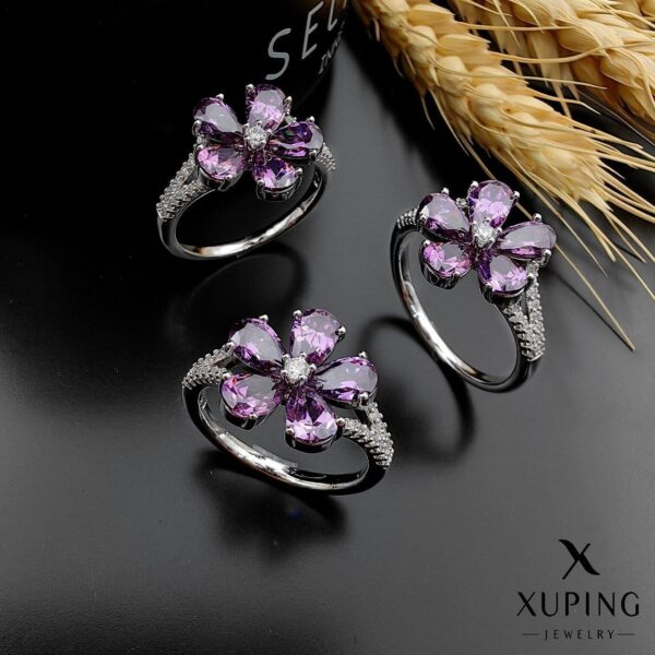 انگشتر جواهری گل XUPING (سیلور) - تصویر 3