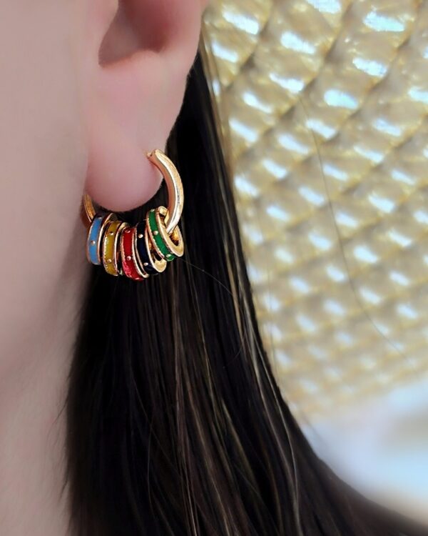 گوشواره حلقه مینا کاری XUPING - تصویر 1